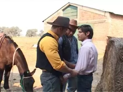 Cowboys treiben es unter freiem Himmel